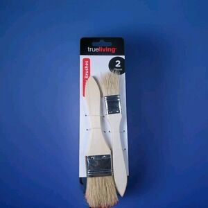 True Living 2 Piece Utility Brushes Set Wood Handle Natural Bristle DIY Painting